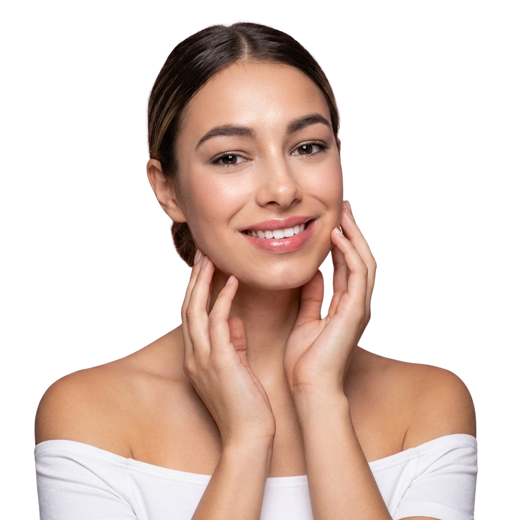 Smiling model with glowing skin